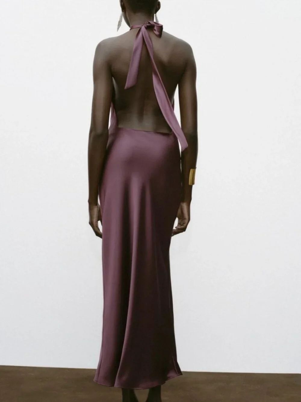 Zara Open Back Satin Midi Dress | Deep Burgundy | NWT | Size M